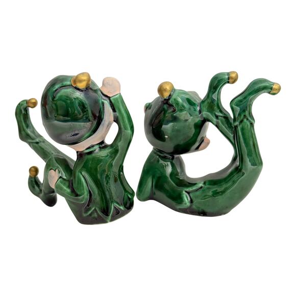 Set of 2 Vintage Lefton E-2347 Playful Whimsical Pixie Christmas Elf Figurines - Picture 9 of 16